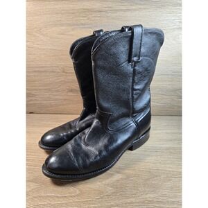 DAN POST Boots Men 10 D Black Leather Cowboy Western 6585